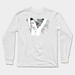 Beautiful Blowing Hair Woman Long Sleeve T-Shirt